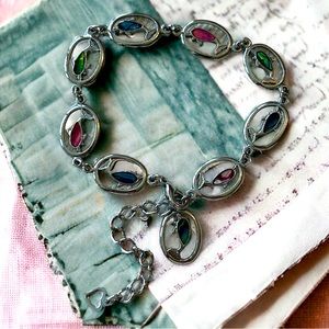 Silver Multi Colored Dolphin Anklet